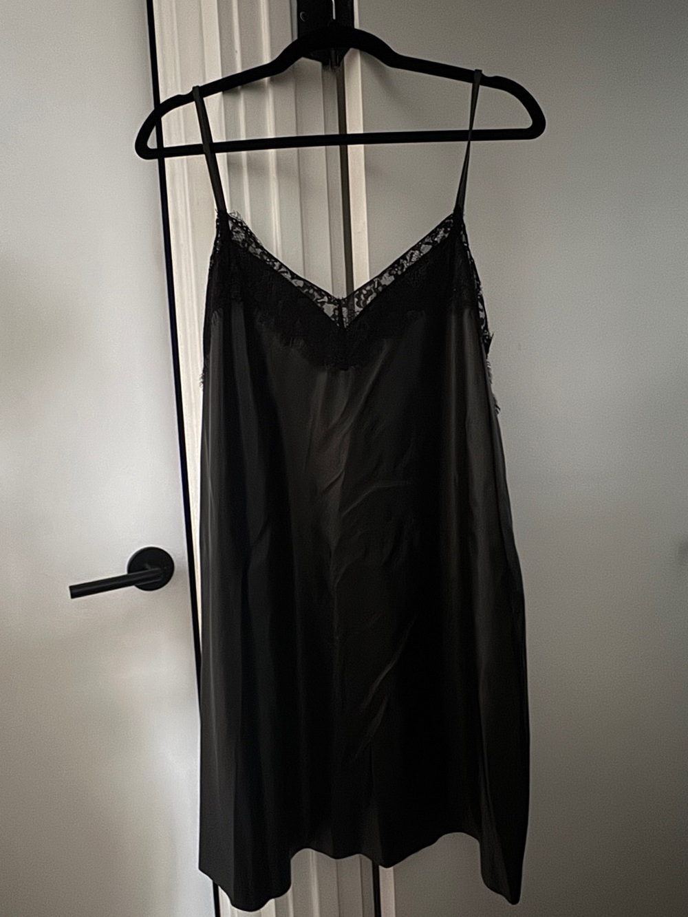 Zara Black Lace-Trim faux leather Dress -